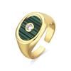 Ring - LUXENTER - Staxo - Malachite - 18 Carat Gold - 12.3 Mm Width