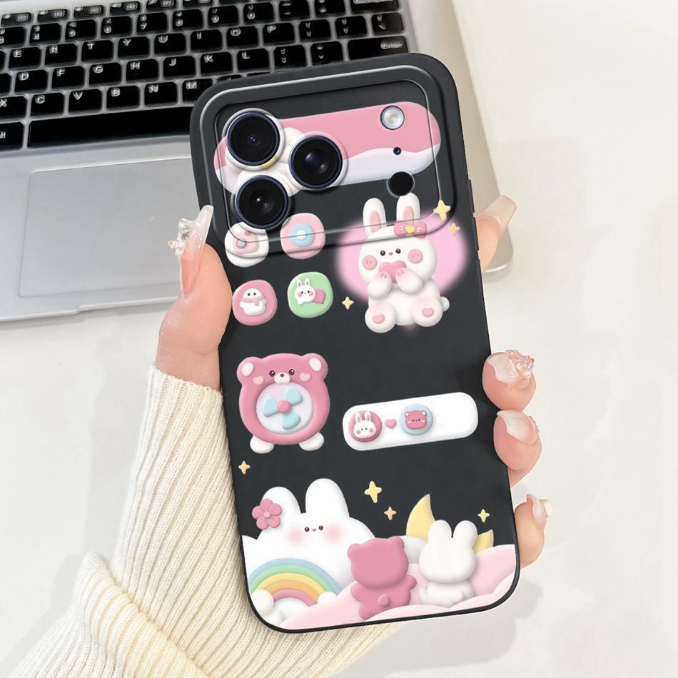 For iPhone 17 Pro Max 17Pro Cute Rabbit Cat Cartoon Phone Case For iPhone17 Pro 17ProMax Shockproof Soft Silicone Cases