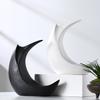 Nordic Creative Ceramic Moon Shaped Vase, Home Dining Table Living Room Bedroom Office Decor Accessories Flower Arrangement, 1Pc