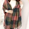 Autumn and winter dual-purpose women's imitation cashmere tassel super long thickened warm color plaid scarf shawl