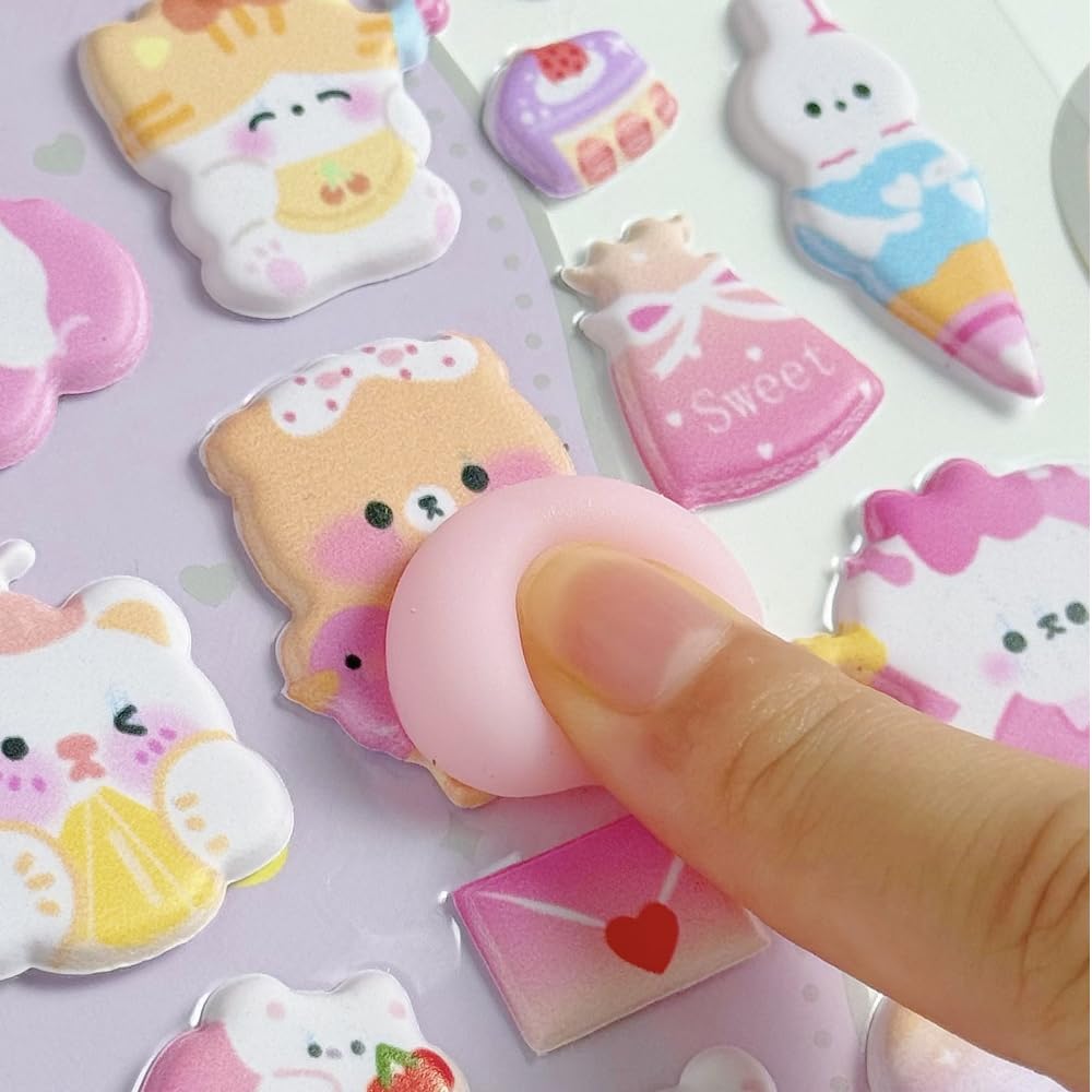 Set of 2 3D Squishy Butt for Kids and Smartphone Album Reward Sticky Stickers, Soft, Pinchable, Stickers, Cute, Girls, DIY, Planner, Case, Decoration,