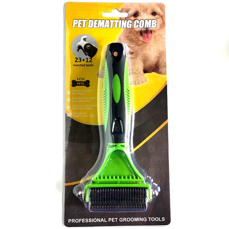 Double-Sided Knot & Shedding Comb for Pets - 23+12 Floating Hair Rake for Cats & Dogs