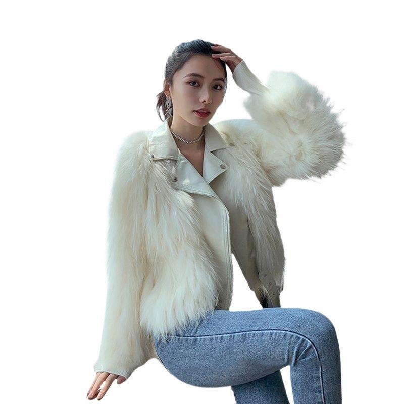 Imitation Fox Fur Jacket Women's Short New Autumn and Winter Imitation Raccoon Fur Locomotive Clothing Light Fashion
