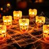 Horror Theme Room Accessories Halloween Flameless LED Candle Spooky Skull Pumpkin Fake Pillar Candles Battery Creative Gift for Lovers Operated