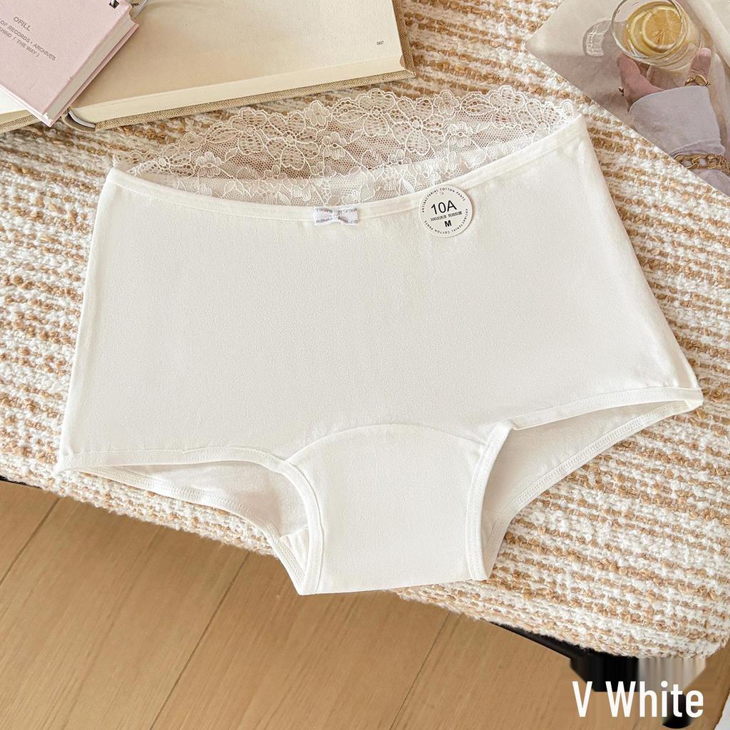10A Antibacterial Girls' Pure Cotton Mid-Waist Boxer Briefs with Bowknot