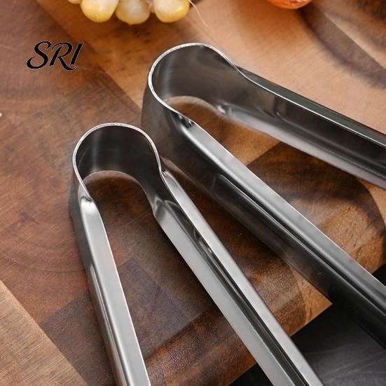 Hollow Design Food Clip Stainless Steel Serving Tongs U-Shaped Non-Slip Kitchen Chuck Oil Draining for BBQ Baking Buffet Cooking