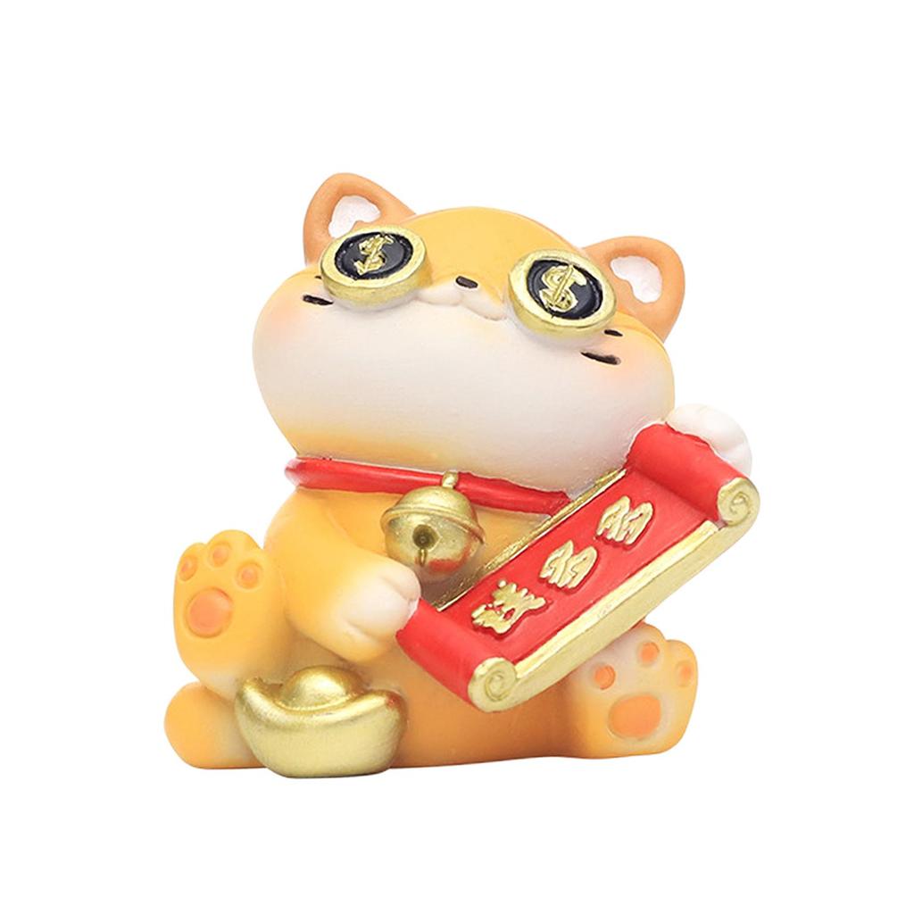 Lucky Cat Figurine Collection Desktop Ornament Animal Sculpture Car Dashboard Decor for Office Living Room Bedroom Shelf Desk