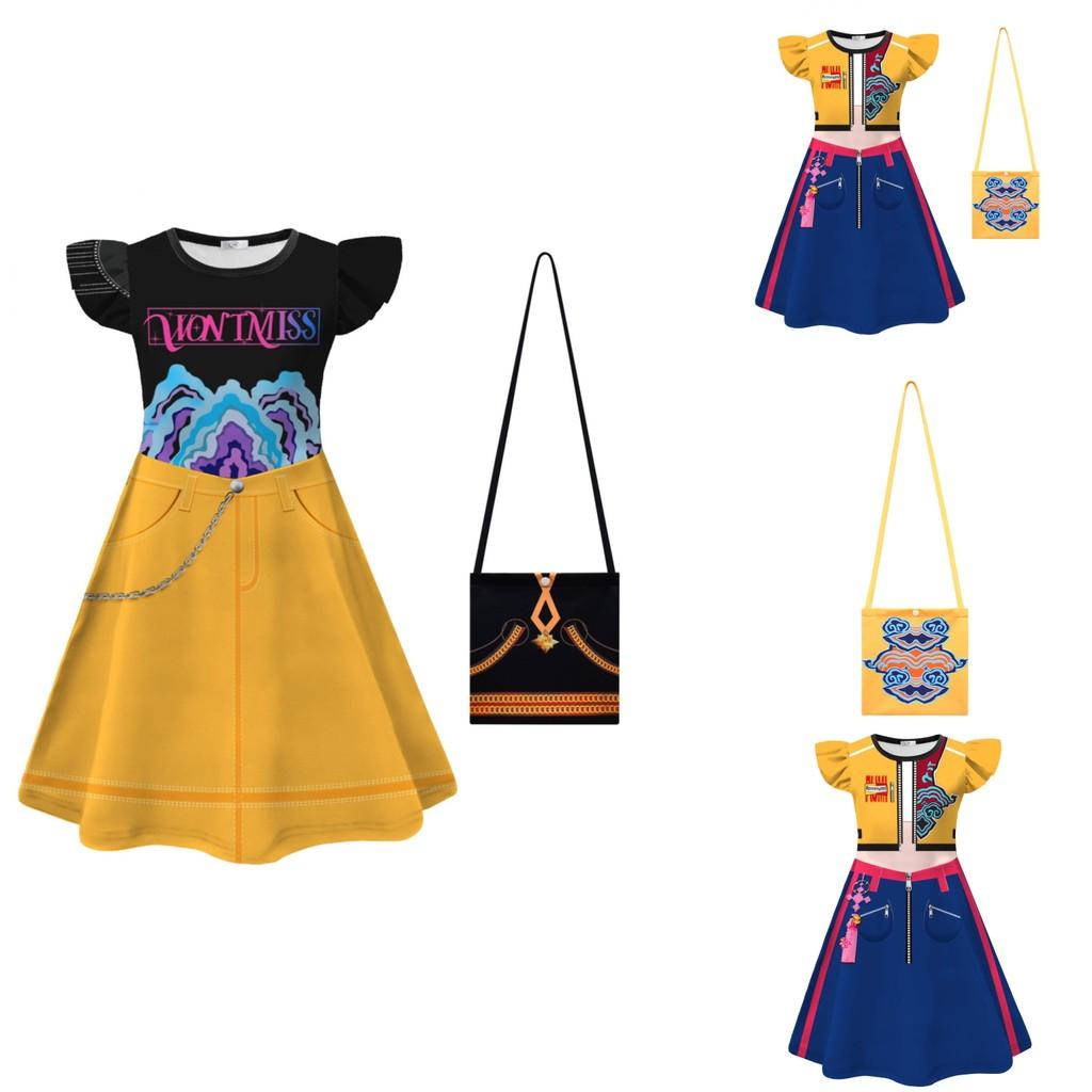 Kpop Demon Hunters Girl Dress With Cartoon Pleated Fabric For Children 110-160cm