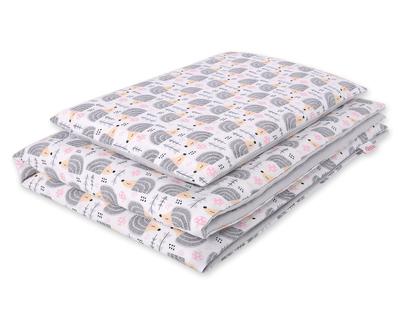 Double-sided 2-piece Cotton Children's Bedding - Gray Hedgehogs