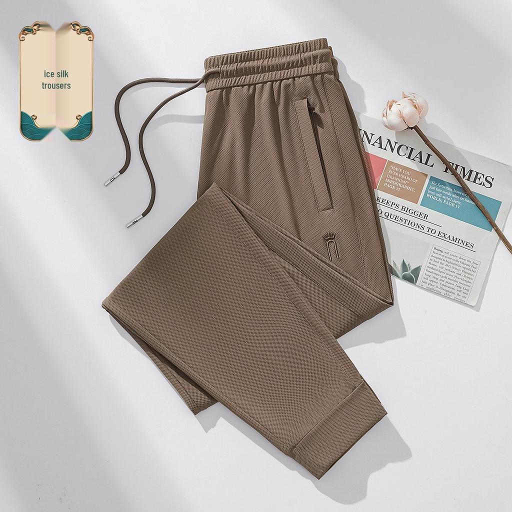 GAGN 2025 Women's Summer Drape Ice Silk Pants: Loose Fit, Cool, Plus Size, Versatile Sports & Casual Long Pants