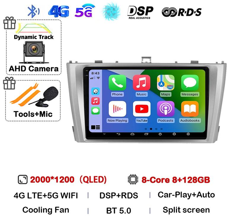 Android 14 Carplay Auto For Toyota Avensis 3 2008 2009 2010 2011 2012 2013- 2015 Car Radio Multimedia Stereo Player GPS 4G WIFI