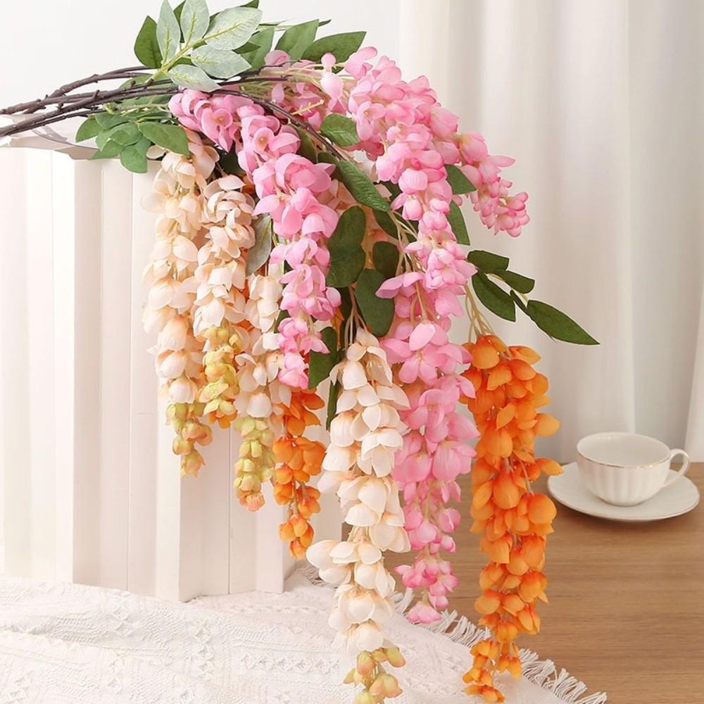 3 Forks Design Artificial Wisteria 93CM Length Wisteria Flowers Fake Silk Flower  Wall Decoration