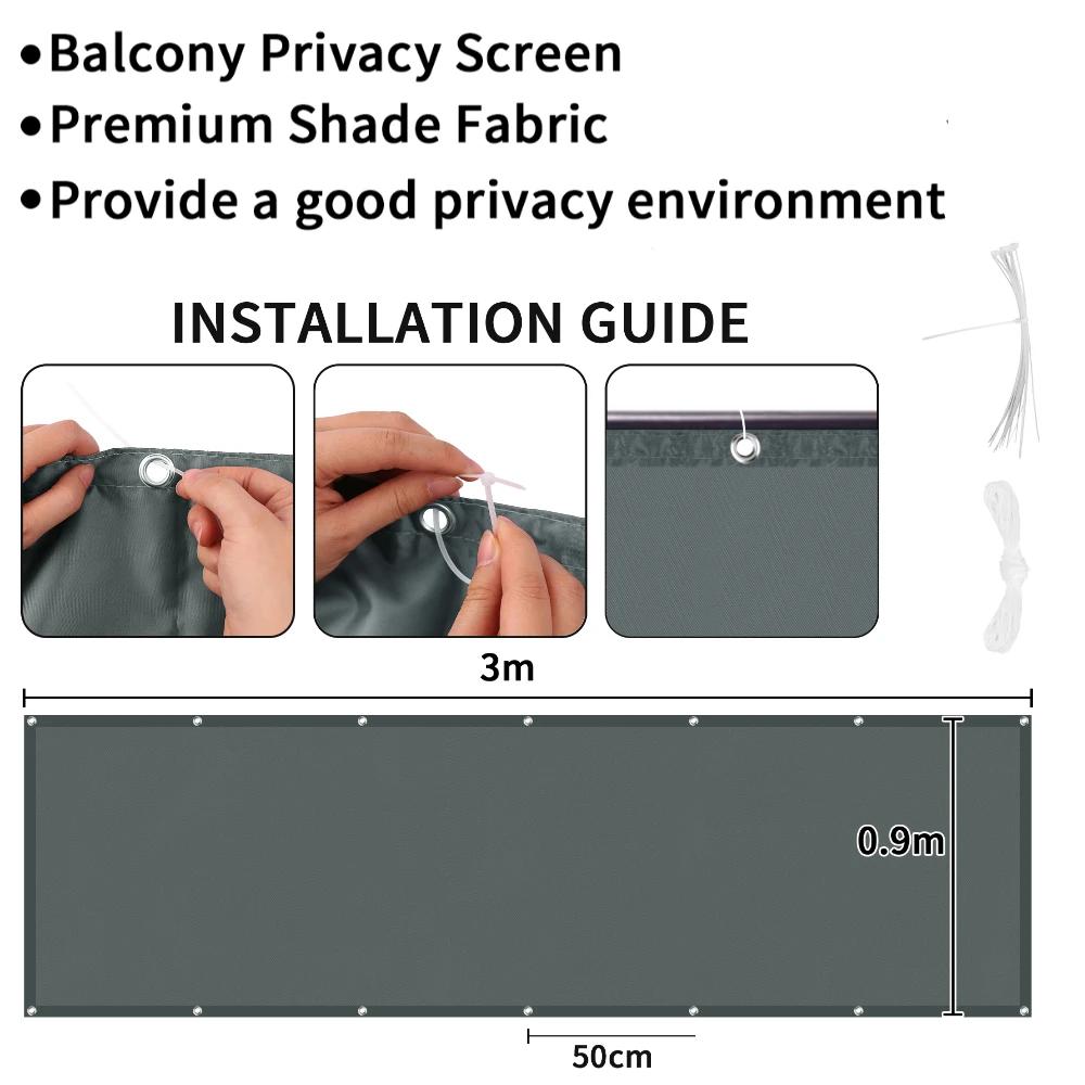Waterproof Sun Shade Cloth for Outdoor Patio Pergola Shade Cover with Grommets Deck Shade Privacy Screen Balcony UV Protection