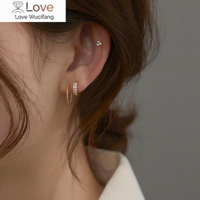 Exquisite Earrings 925 Sterling Silver Stud Earrings Twist Circle Earrings Diamond for Women's Circle Earrings Cuff