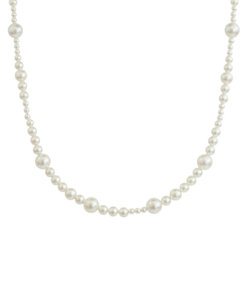 Alleun Swarovski Pearl Bead Necklace Silver 925 Asymmetrical