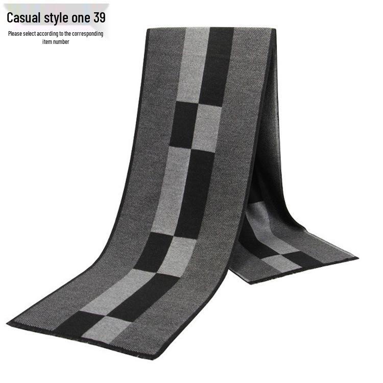 Men's Autumn & Winter Plaid Imitation Cashmere Scarf - Warm & Thick Custom Design