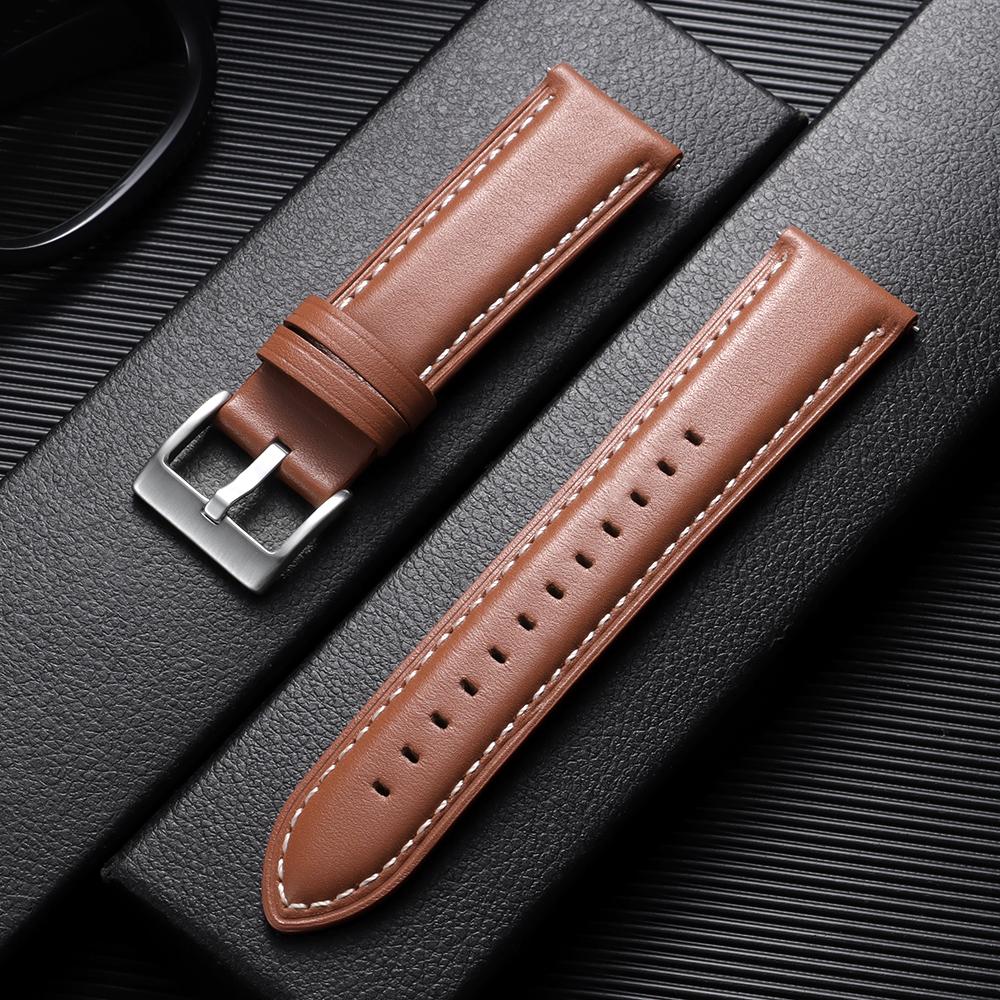 Top-grain Calfskin Leather Watch Band Quick Release 18mm 20mm 22mm Watch Straps Vintage Brown Black Cowhide Bands for Men Women