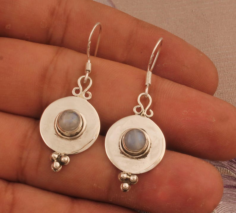 Moonstone Gemstone Earring, Gift For Her, Solid 925 Sterling Silver Earring, Handmade Earring