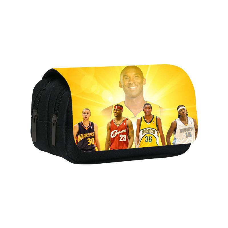 Kobe Bryant Double Layer Pencil Case With Nylon Material For Students And Nba Fans