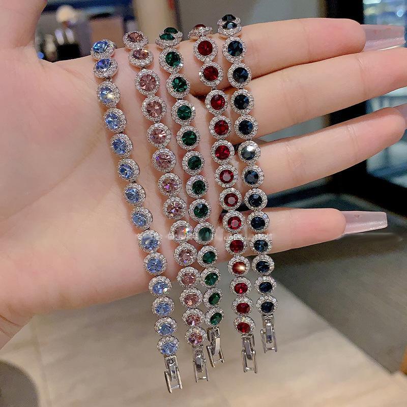 Zircon Round Simple Bracelet Temperament Bracelet Light Luxury High-End Jewelry Women