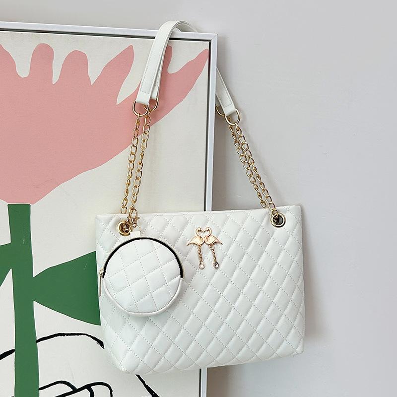 

Классическая женская сумка ромбовидной вышивки тоут большая сумка цепочка портативная сумка через плечо с кошельком маленькая круглая сумка набор из двух предметов