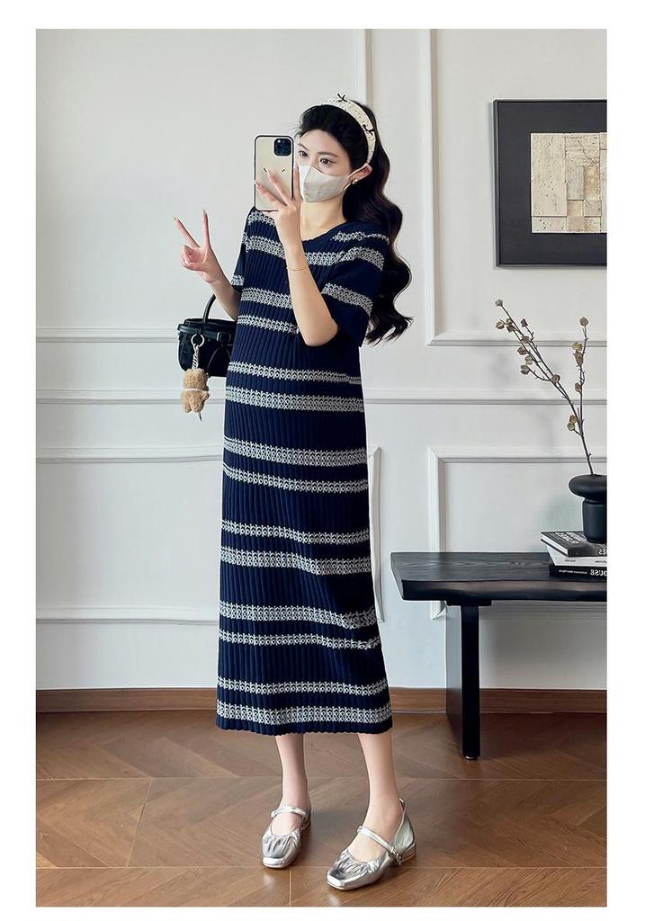 Summer 2026 Striped Knit Maternity Dress: Stylish, Versatile, Trendy Nursing Wear for Moms