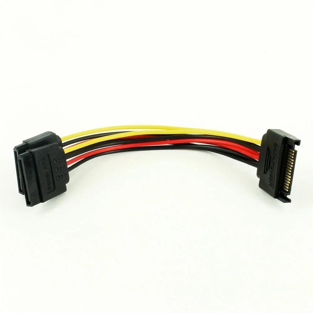SATA 15pin Male To 2 X SATA 15pin Female Hard Disk Power Cable Serial ATA Y Splitter Dual Extension Cord Adapter Connector