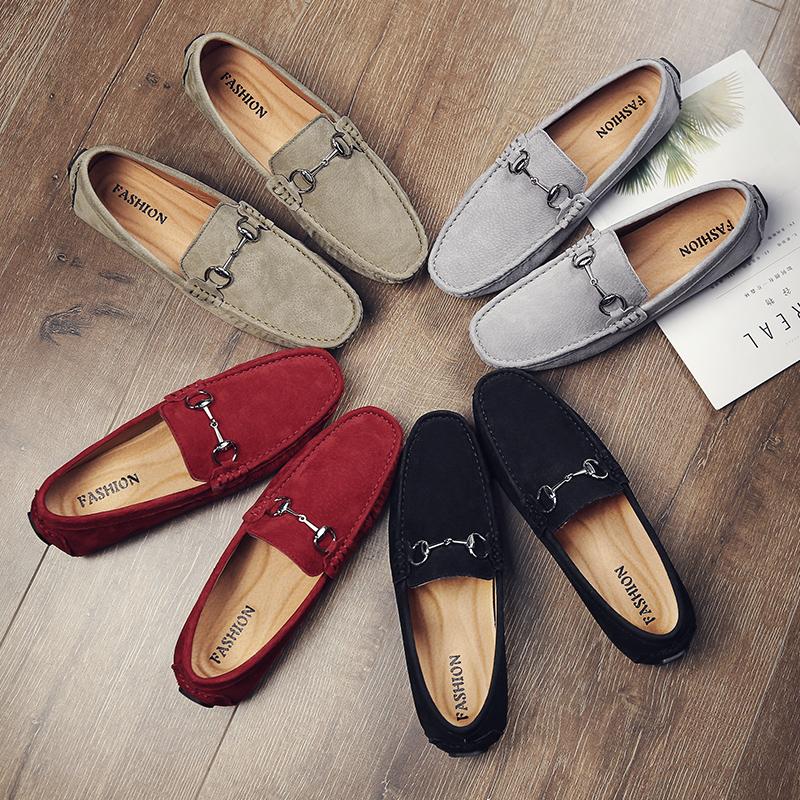 38-47 Big Size Men Shoes Casual Leather Suede Shoes Mens Loafers Fashion Slip On Footwear Male Flats Driving Shoe Soft Moccasins