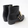 Great HERMES Boots Black X Gold Metal Leather Women 35.5 Used