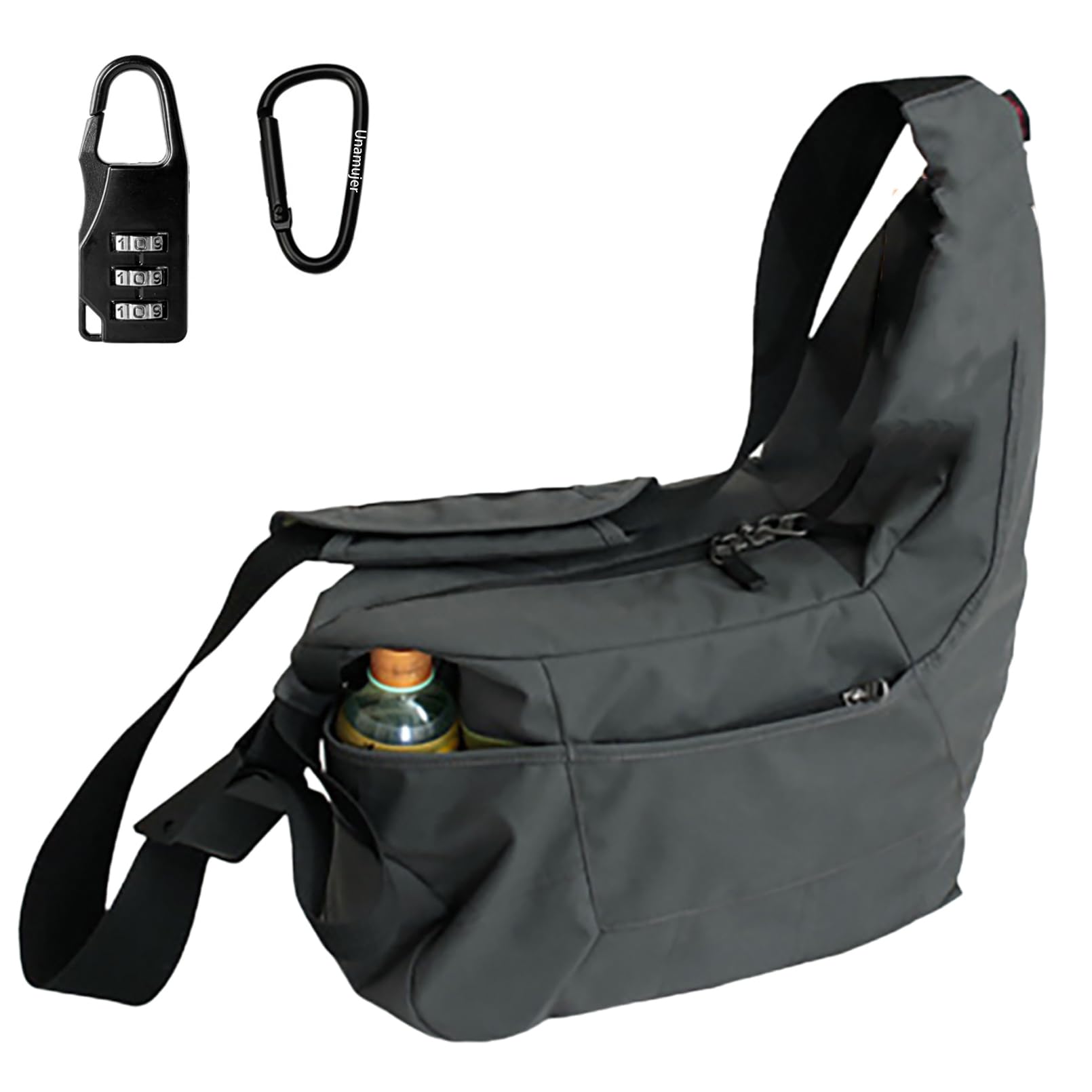 Sac à Bandoulière pour Appareil Photo DSLR Unamujer Réglable Plus Coque avec Design Noir Bleu Imperméable Grand Convient pour Convient pour Extérieur grise