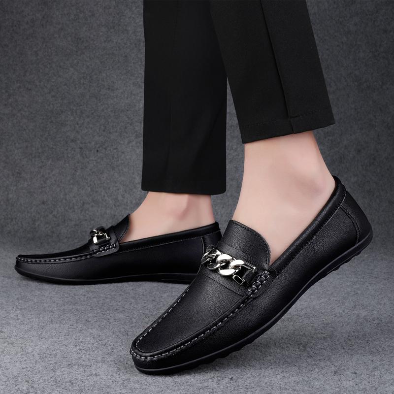 2024 New Summer Fashion Metal Solid Color Mens Loafers Flats Slip-on Lightweight Comfort Shoes Men Casual Driving Shoes Man’s