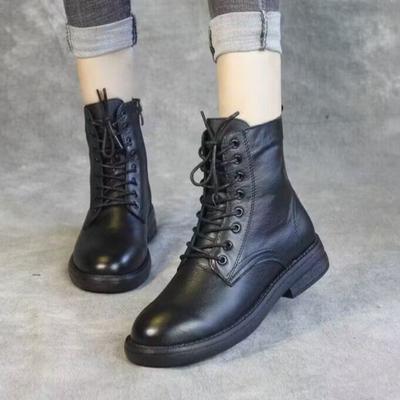 Schuhe mit Blockabsatz, Stiefeletten aus weichem Leder, Neue Herbst- und Wintermodelle, Dünne Damenstiefel, Stiefel mit weicher Sohle