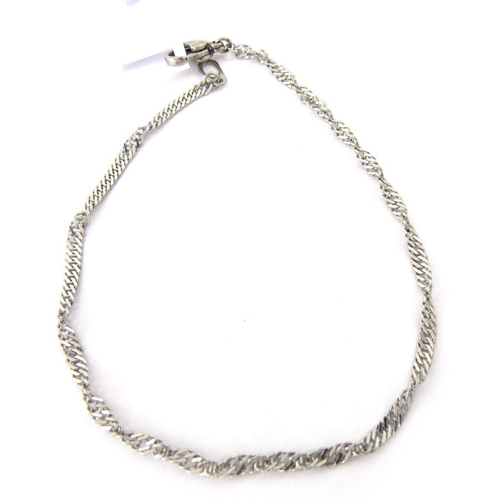 Les Trésors De Lily [K5196] - Silver 'Singapore' Steel Bracelet 19 Cm 2.5 Mm