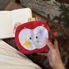 Portable Embroidered Apples Storage Bag With Hand Carry Handle For Organizing Cosmetics And Small Essential
