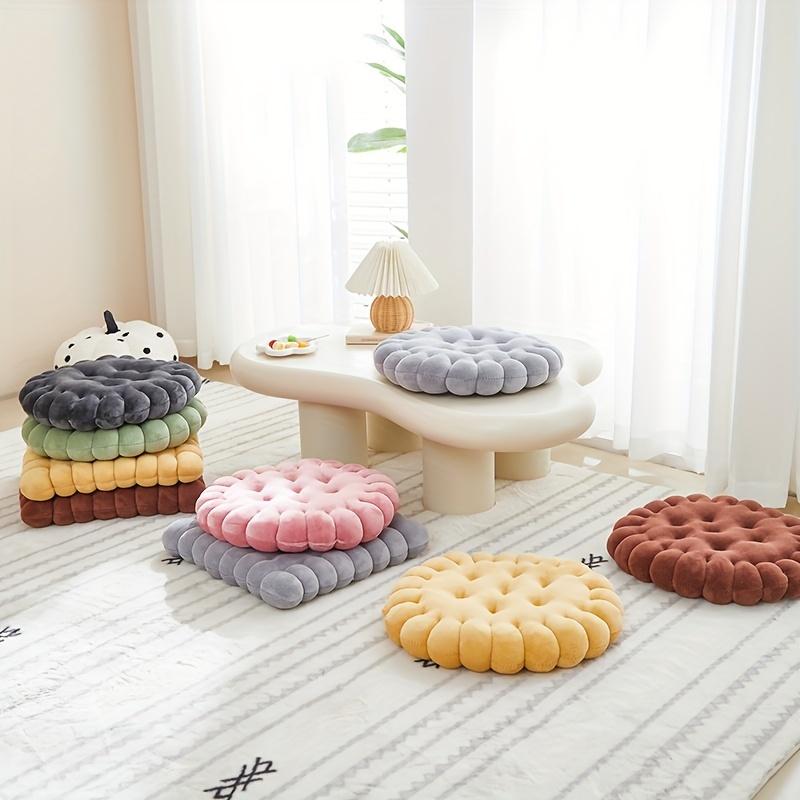 [Cuscino Morbido per Meditazione] 1 pz Morbido Cuscino in Peluche per Meditazione, Cuscino Rotondo in Poliestere per Sedia | Design Trapuntato con Bottoni, Imbottitura 100% Fibra di Poliestere, Versatile