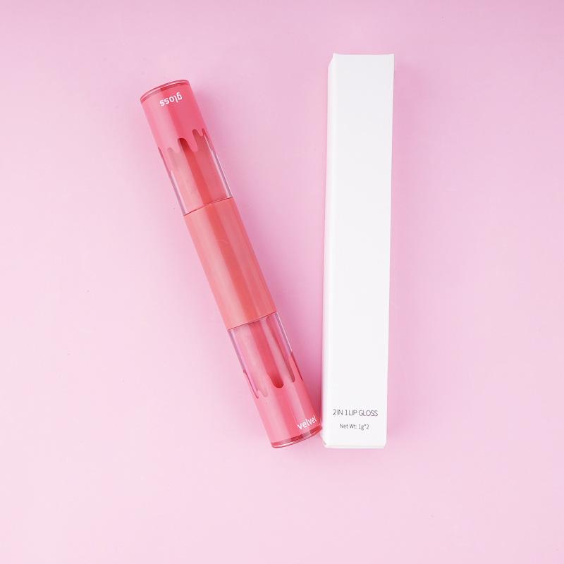 Double-Ended Non-Stick Cup Lip Gloss & Matte Velvet Lip Glaze - Two-in-One