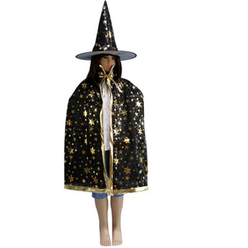Halloween Cape, Children Adult Dance Dress Up Pentagram Cape Hat Set Cosplay Prop Cape