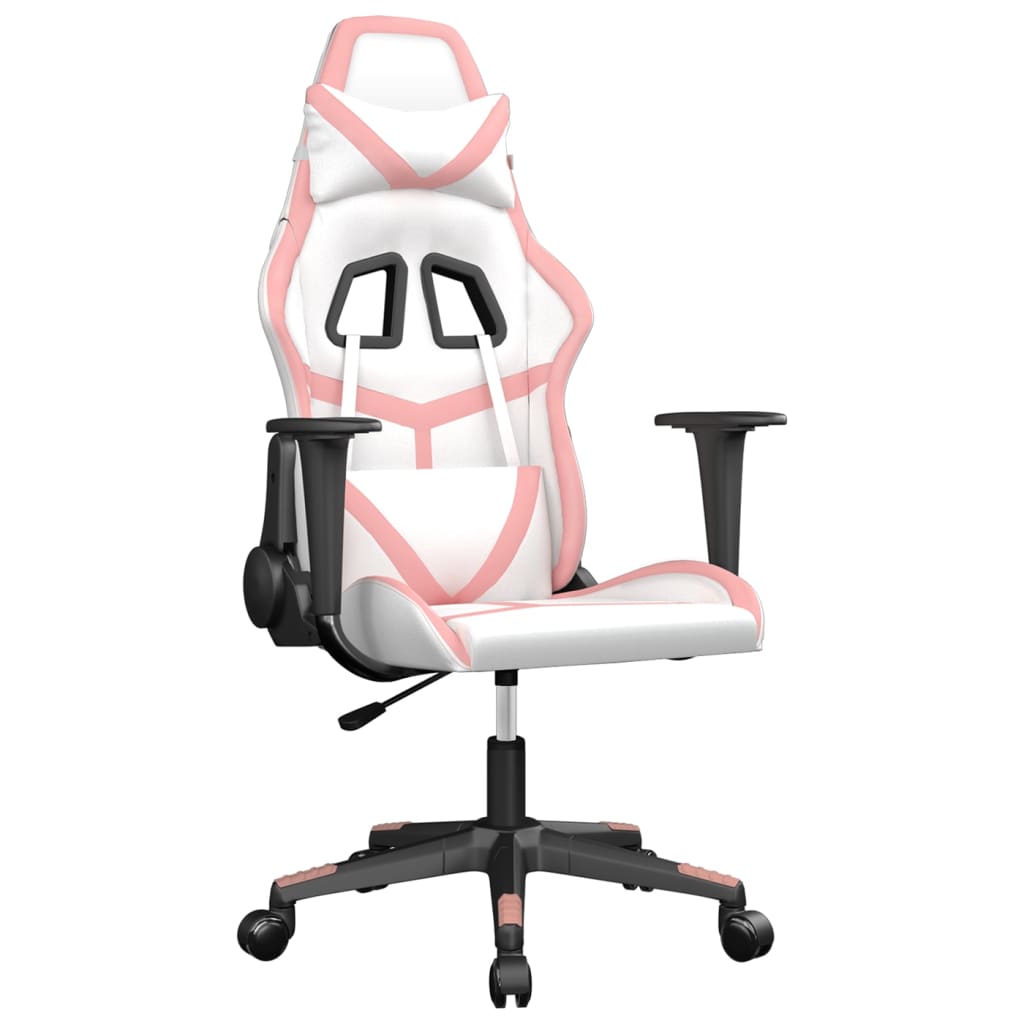 Gaming Chair White and Pink Faux Leather