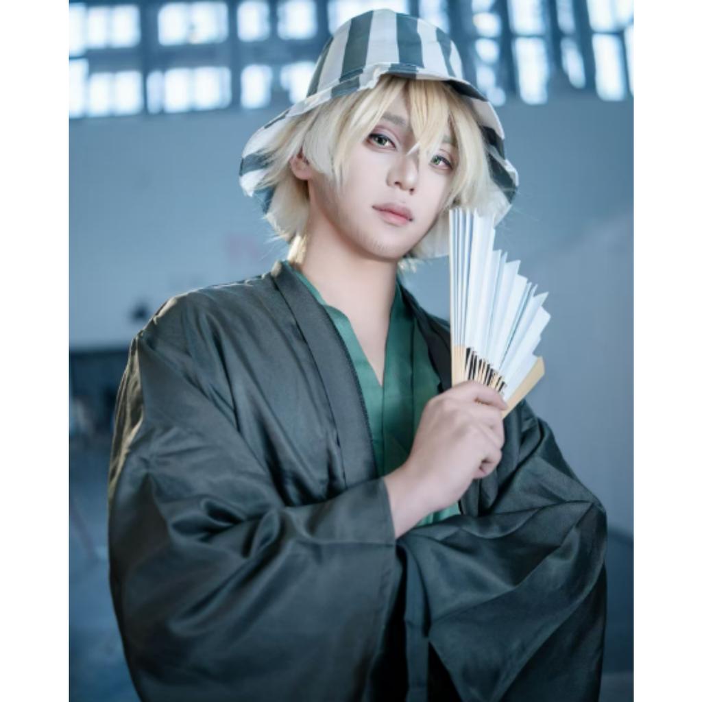 Gorące Anime Bleach Cosplay Urahara Kisuke Gotei 13 Kostium Kimono Mundur Peleryna Góra Spodnie Kapelusz Garnitur Na Halloween Karnawał Imprezę