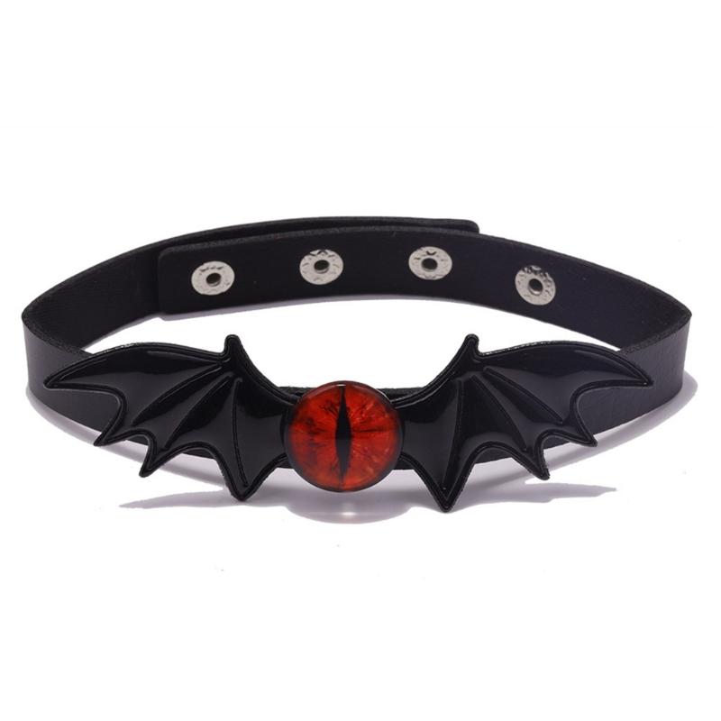 Halloween Devil Bat Wing Choker Necklace, Leather Bat Choker, Leather Collar Necklace for Women Halloween Cosplay
