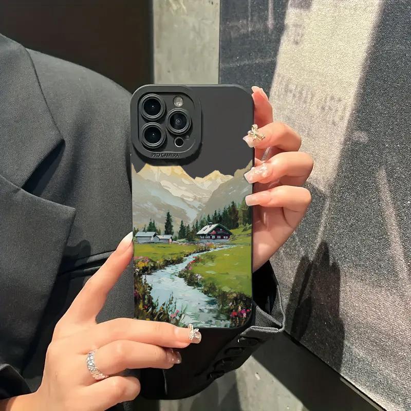 Rural Scenery PaintingFor iPhone 16 Pro Max 15 14 13 12 11 XS X XR 7 8 16 Plus SE 2020 16E Silicone Case Shockproof Soft Cover