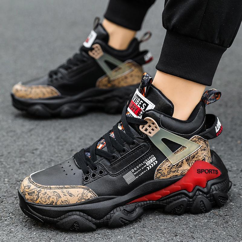 Men's Shoes 2024 Autumn and Winter New National Style Trendy Brand Dad Shoes Male Teenager Middle School Student High-top Basketball Sneakers