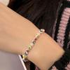 Korean Style S925 Sterling Silver Flower & Ice Cream Charm Bracelet for Women - Sweet Enamel Rainbow Beads Fashion Jewelry