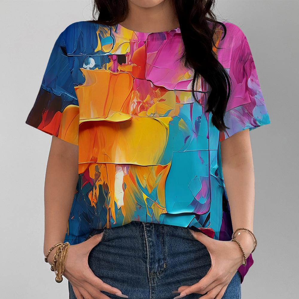 Creative Women's T-shirt Casual Fashion Comfortable Pattern 3d Print Multi-color Short Sleeve Daily Versatile Top
