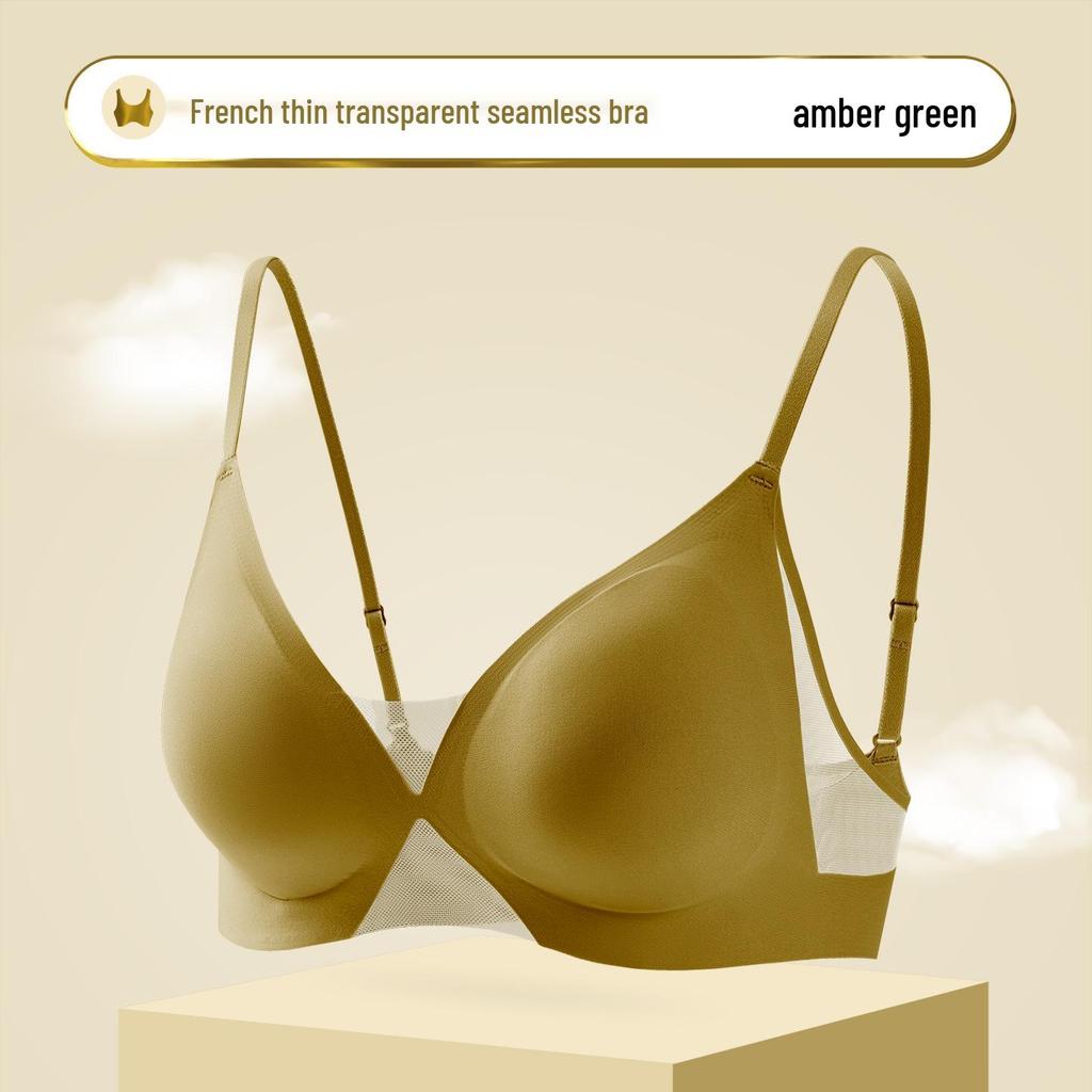 Summer Seamless Triangle Cup Bra: Thin, Breathable Mesh for Small Bust with Antibacterial Push-up Design