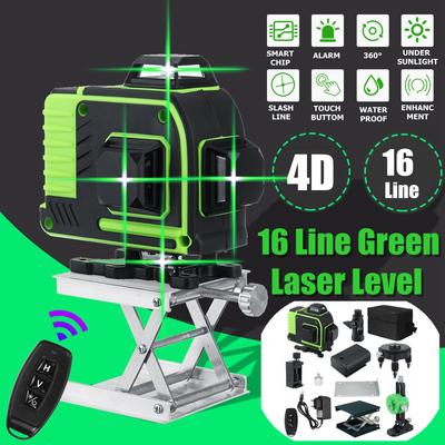 16-riadkový laser nivelačný 360 horizontálny vertikálny kríž 4D zelené svetlo samonivelačné meranie Super výkonný laserový lúč