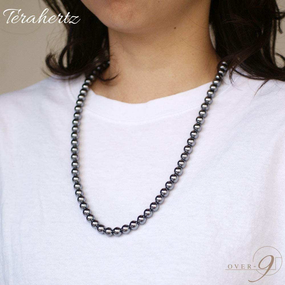 Terahertz Mineral Easy to Put on and Take Elastic Elastic Round Raw Power Natural Ultra Far Health 60cm Neck [OVER-9] Necklace, 8mm, Off, Band, Bead,
