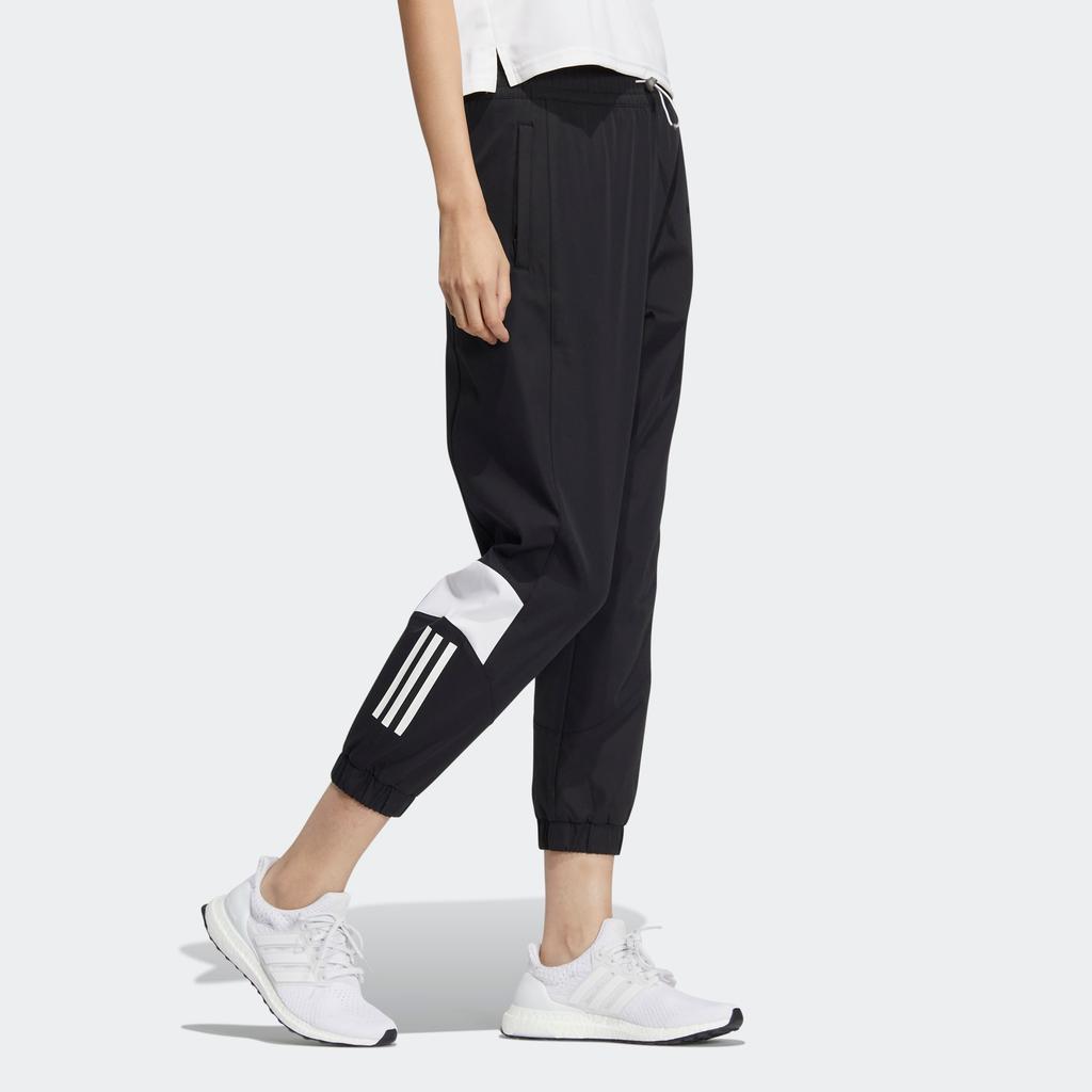 Adidas Color-Block Print Drawstring Joggers Women Bottoms Black HY2836