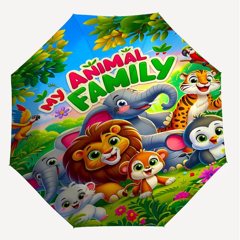 1PC Animal Family Umbrella-8-Rib Reinforced, Automatic Open, Lightweight & Durable, Fashion Accessory for Outdoor, H0323