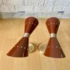 Kinkiety ścienne Diabolo z mosiądzu w stylu Mid Century Modern, włoskie kinkiety Stilnovo Double Cone, zestaw 2 sztuk